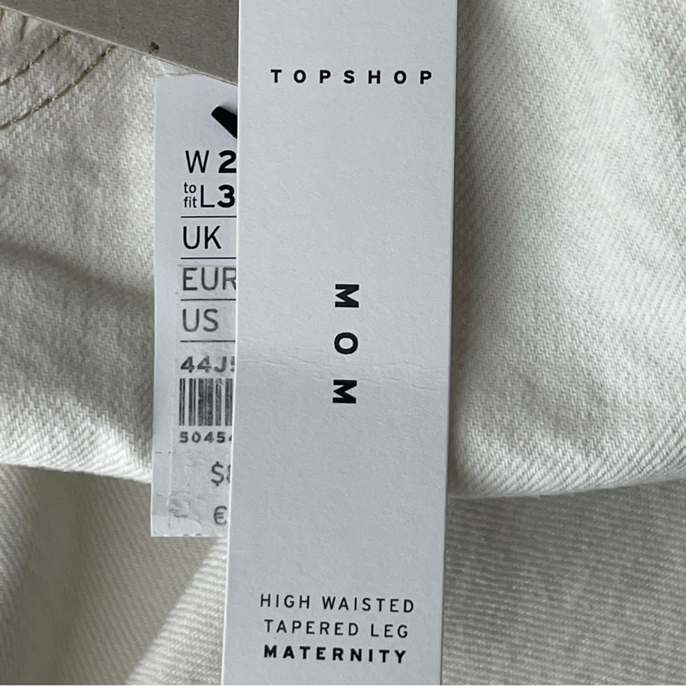 TOPSHOP MATERNITY NWT MOM PULL ON JEANS STRAIGHT LEG OVERBUMP WHITE 28 30 - Picture 7 of 12